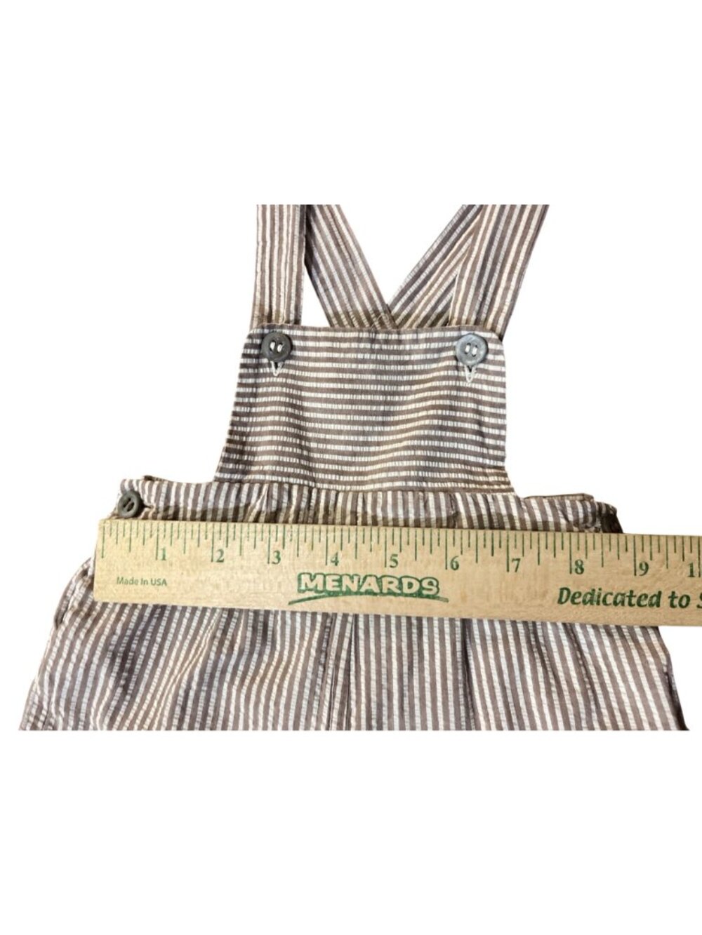 Vintage Handmade Baby Boy 6/9 Mo? Outfit Overalls Shirt Striped Set Used - Picture 9 of 16